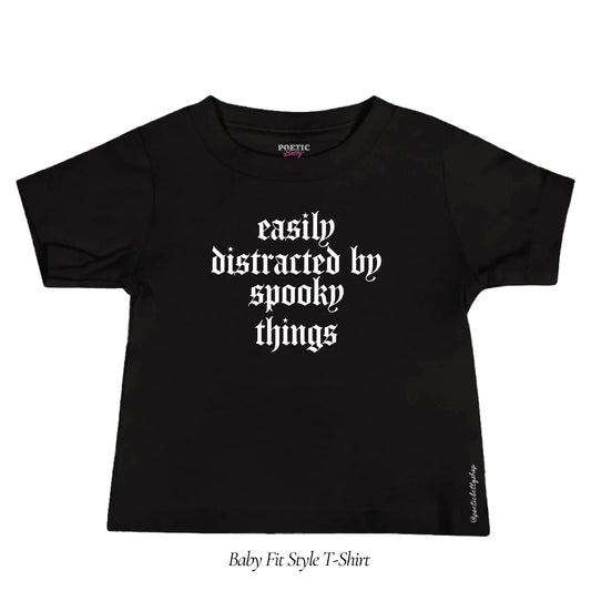 Easily Distracted By Spooky Things Halloween Black Women's Baby Tee