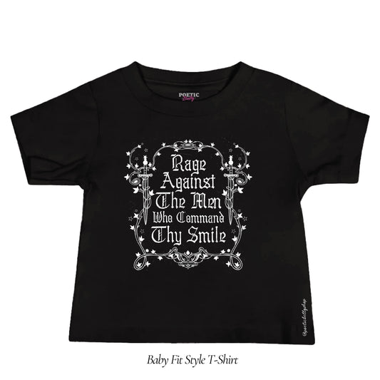 Rage Against The Men Who Command Thy Smile Medieval Feminist Women's Baby Tee