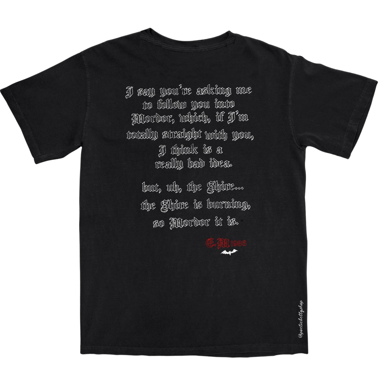 The Shire is burning, So Mordor It is Halloween Red Flames T-Shirt Black Unisex