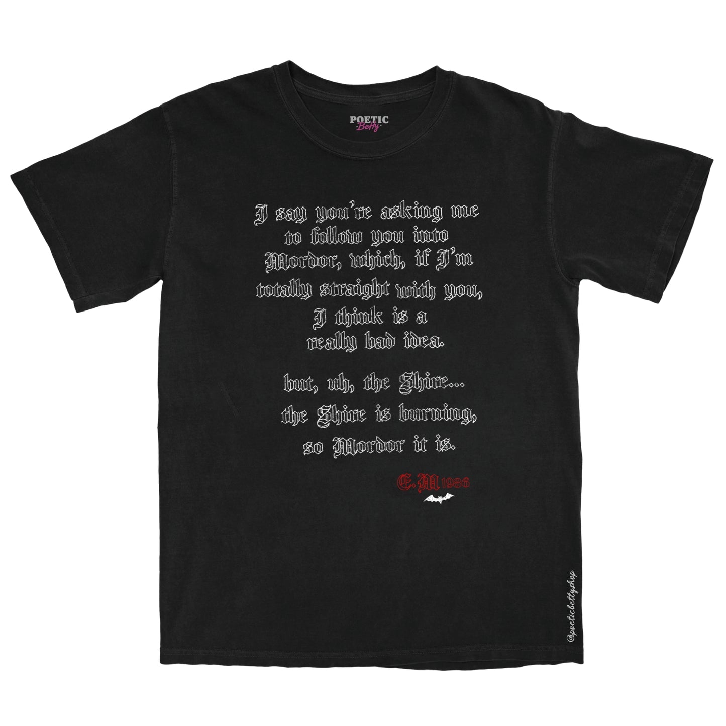 The Shire is burning, So Mordor It is Halloween Red Flames T-Shirt Black Unisex