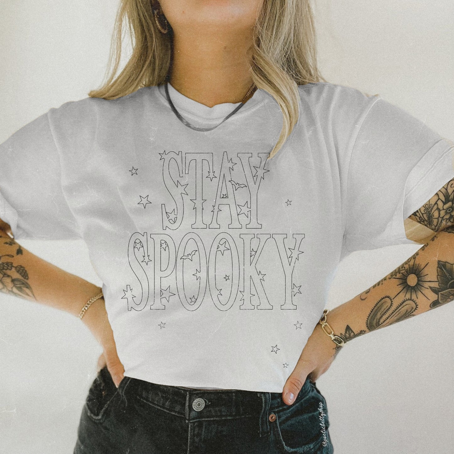 Stay Spooky Halloween Star T-Shirt Black Unisex
