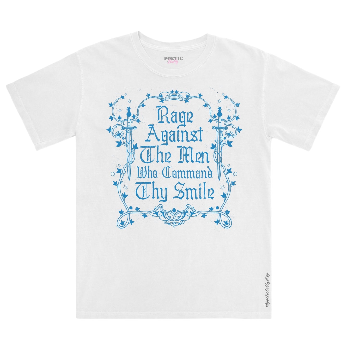 Rage Against The Men Who Command Thy Smile Medieval Feminist T-Shirt Black Unisex