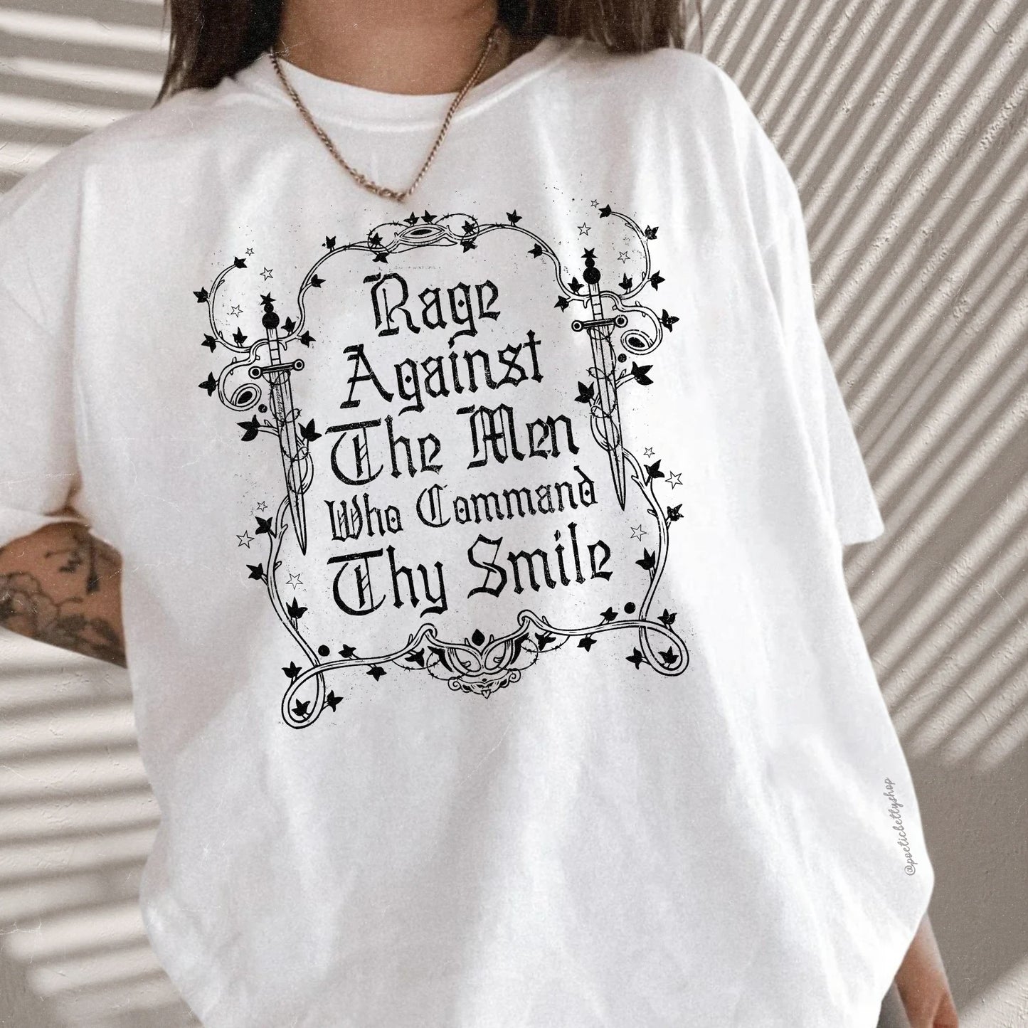 Rage Against The Men Who Command Thy Smile Medieval Feminist T-Shirt Black Unisex