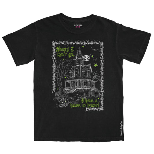 Haunted House Halloween Retro Vintage T-Shirt Black Unisex