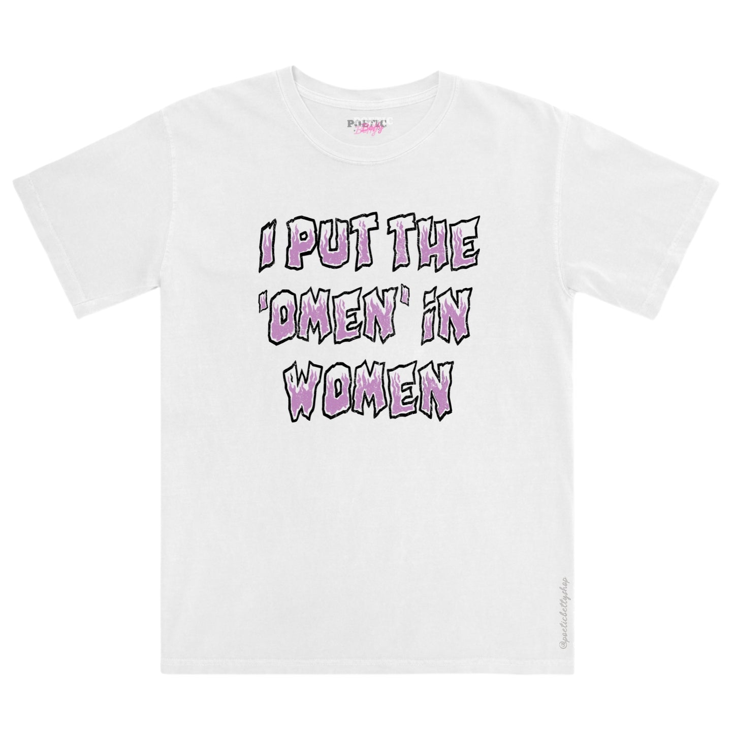 I Put The Omen in Women Feminist Horror T-Shirt Black Unisex