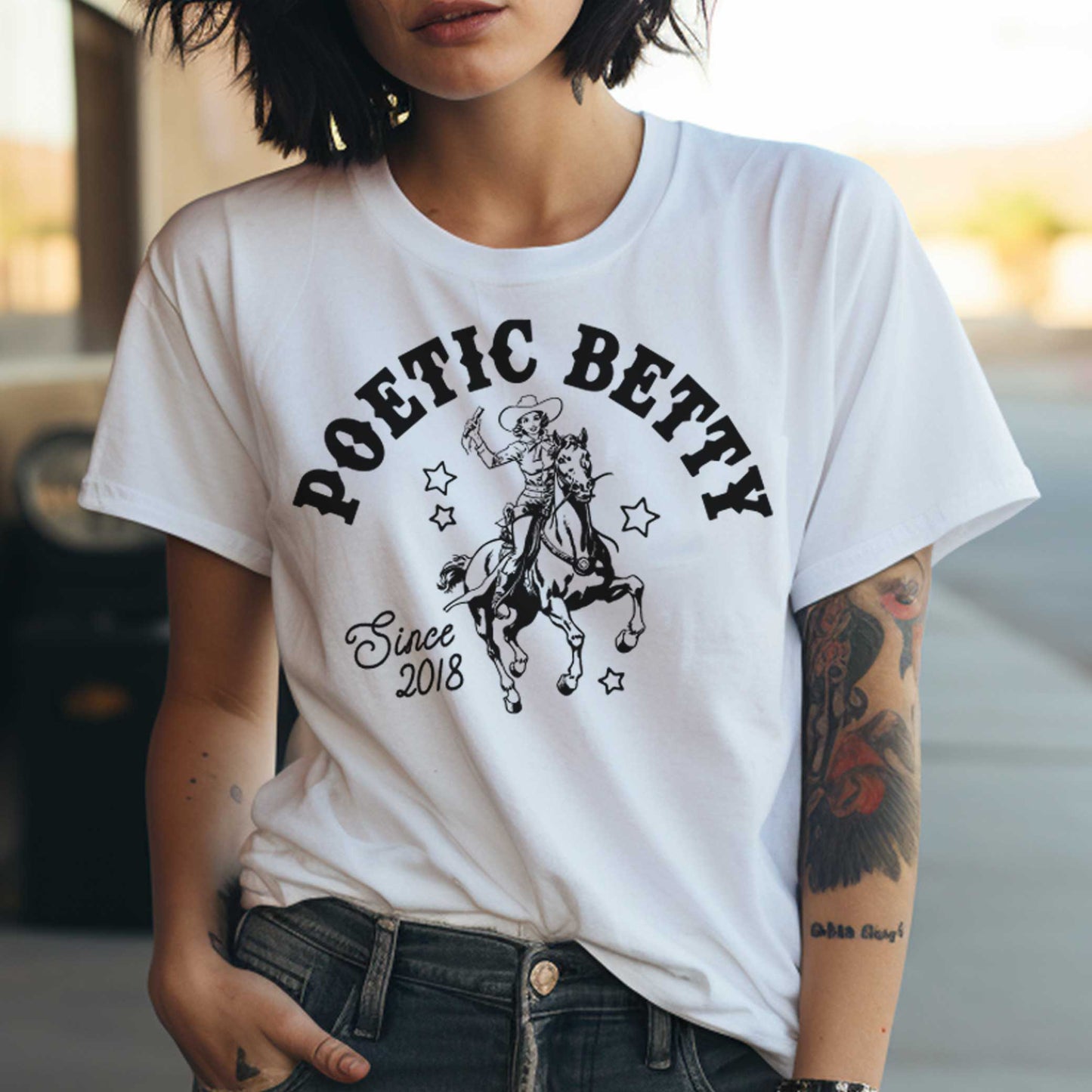 Poetic Betty™ Retro Cowgirl Betty Since 2018 100% Cotton Unisex T-Shirt