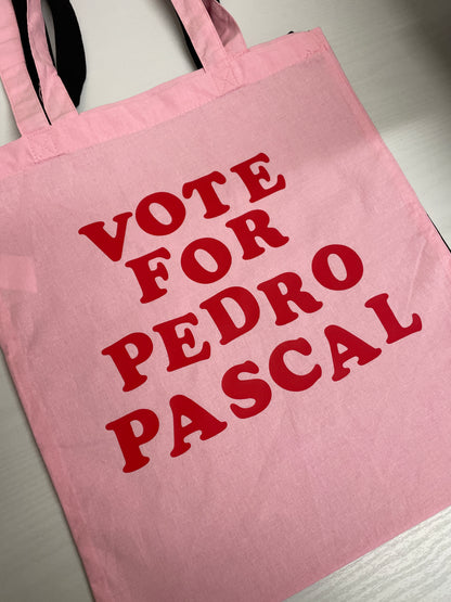 Vote For Pedro Pascal Pink 100% Cotton Tote Bag