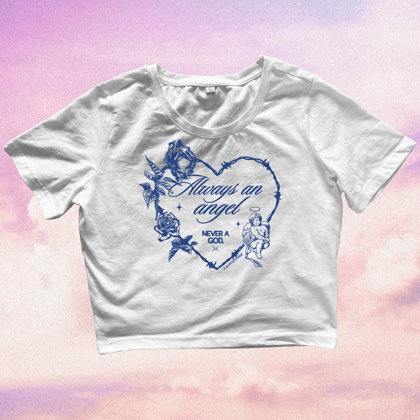 Always an angel never a god boygenius inspired graphic cropped tee
