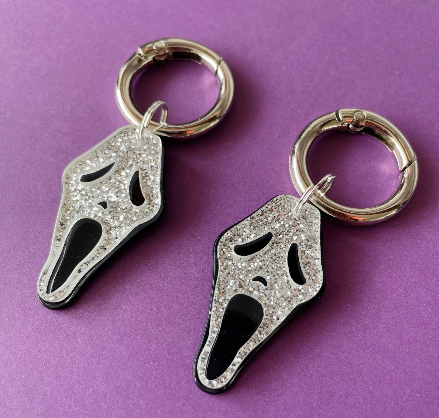 Glitter Acrylic Ghostface Scream Mask Acrylic Boot Charms