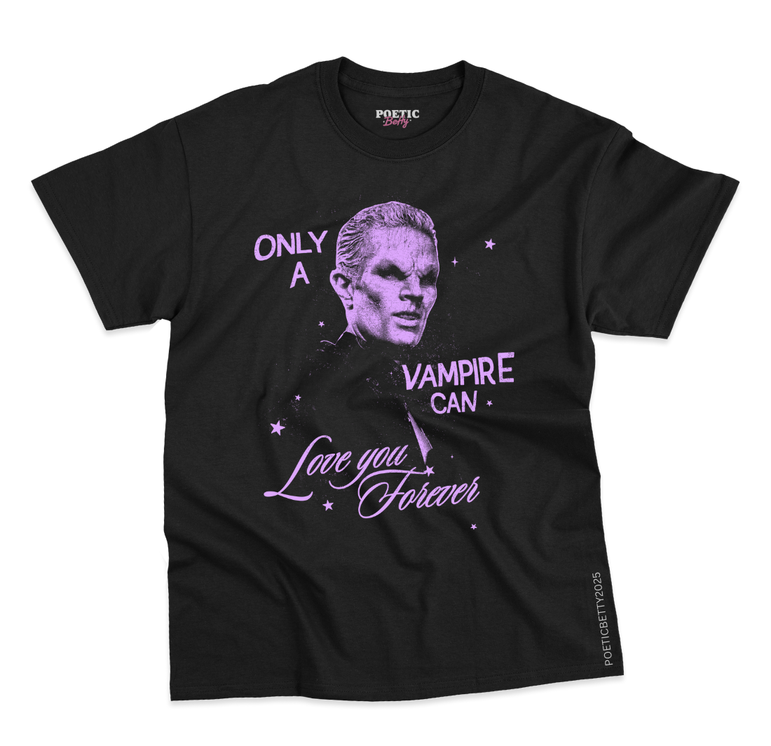 Spiked Only A Vampire Can Love You Forever T-Shirt 100% Cotton Black