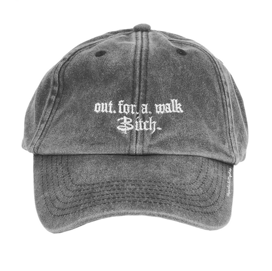 Out For A Walk Bitch Buffy Spike Inspired Vintage Black Embroidered Cap