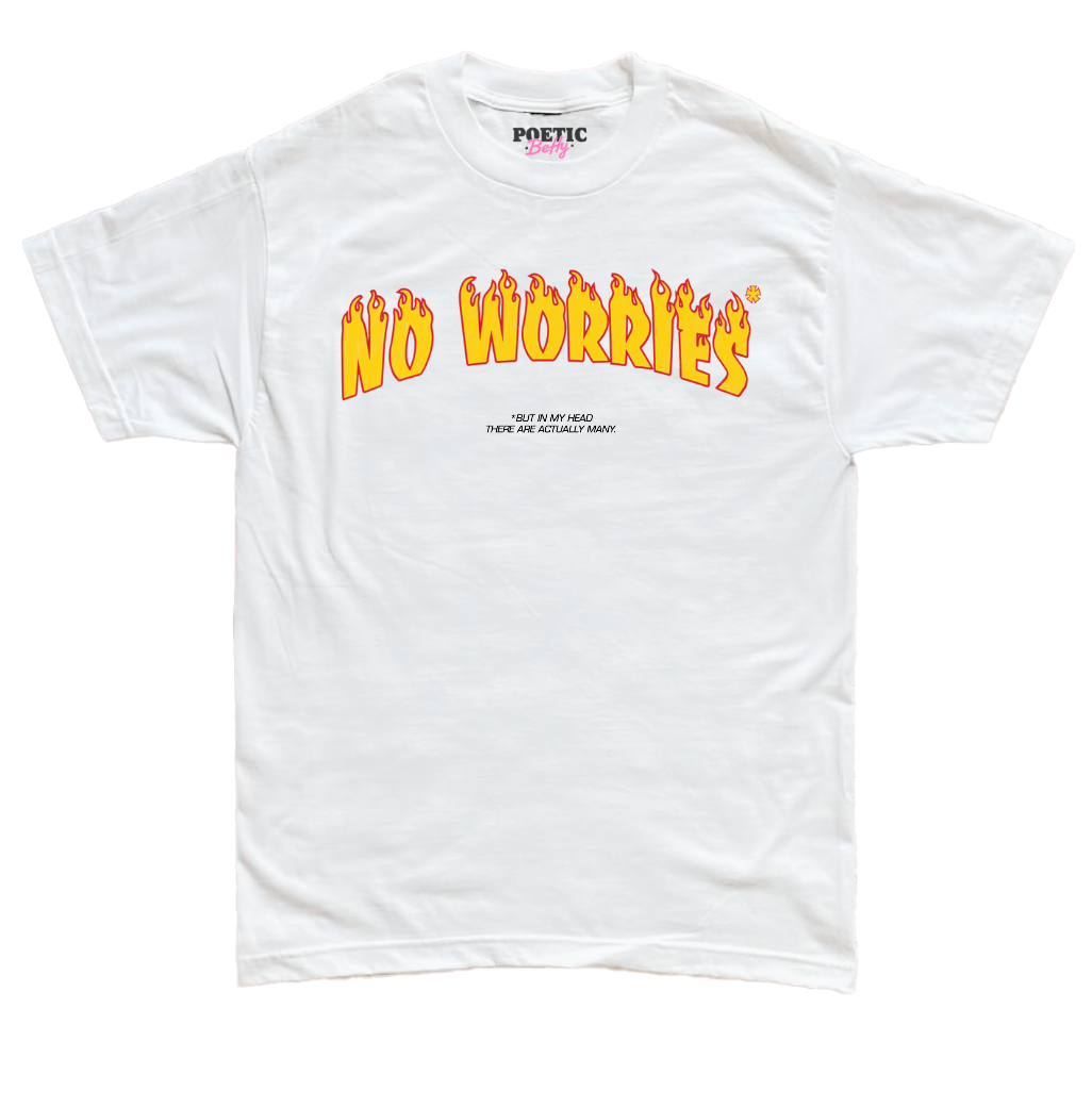 No Worries Flames Vintage Black T-Shirt