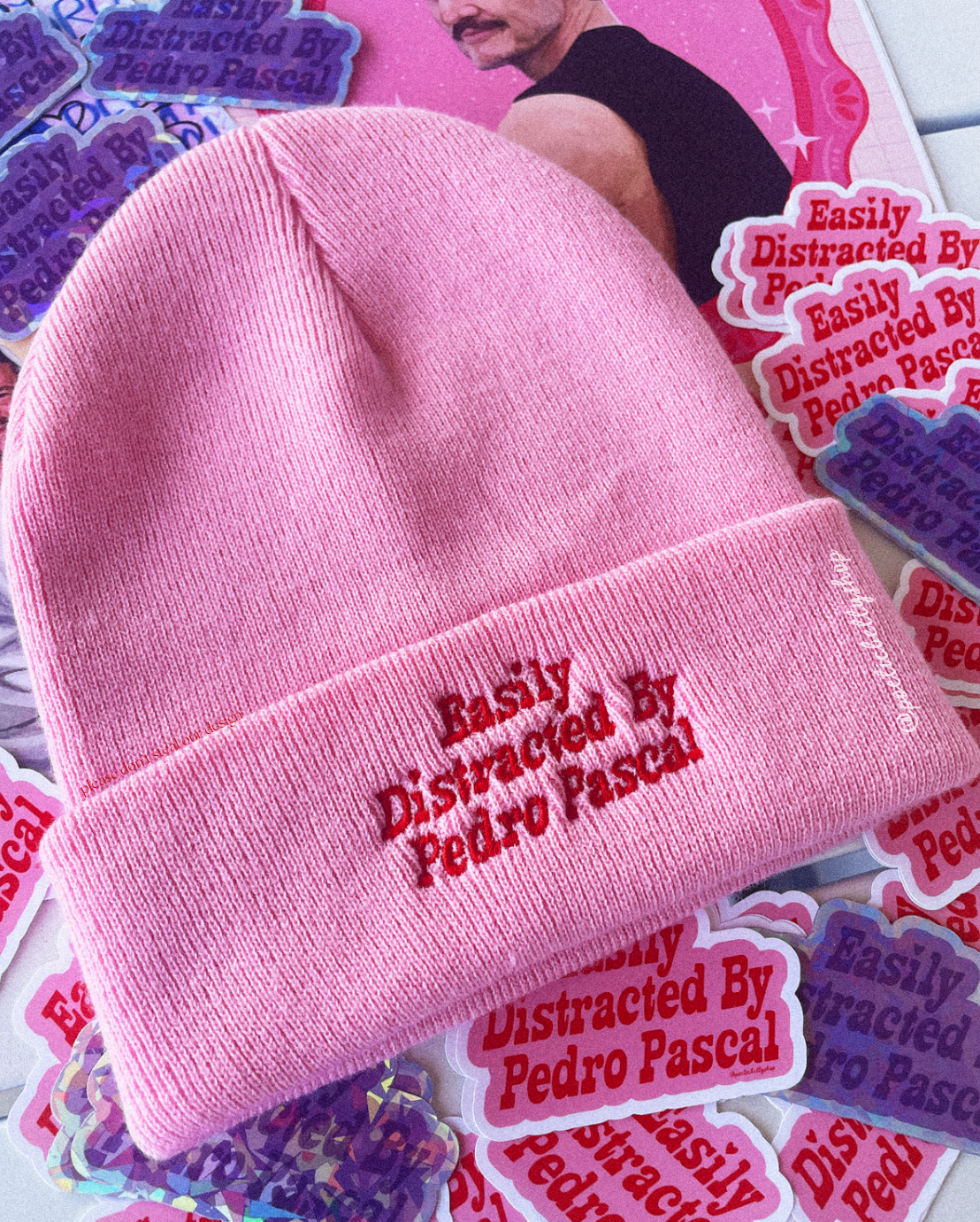 Easily Distracted By Pedro Pascal - The Original Design Cuffed Knit Beanie Unisex