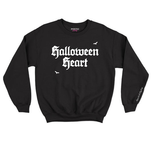 Halloween Heart October 31st Blackletter Spooky Crew Neck Sweatshirt