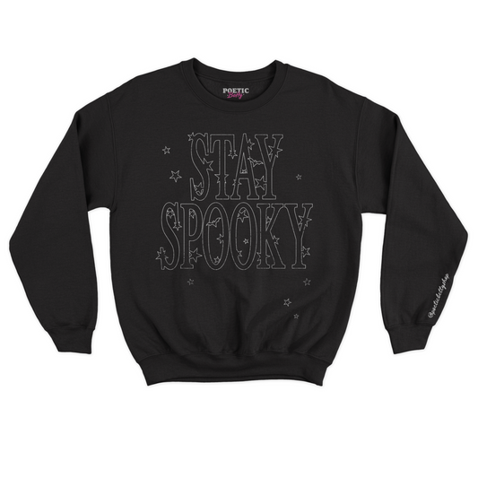 Stay Spooky Halloween Stars Black Crew Neck Sweatshirt