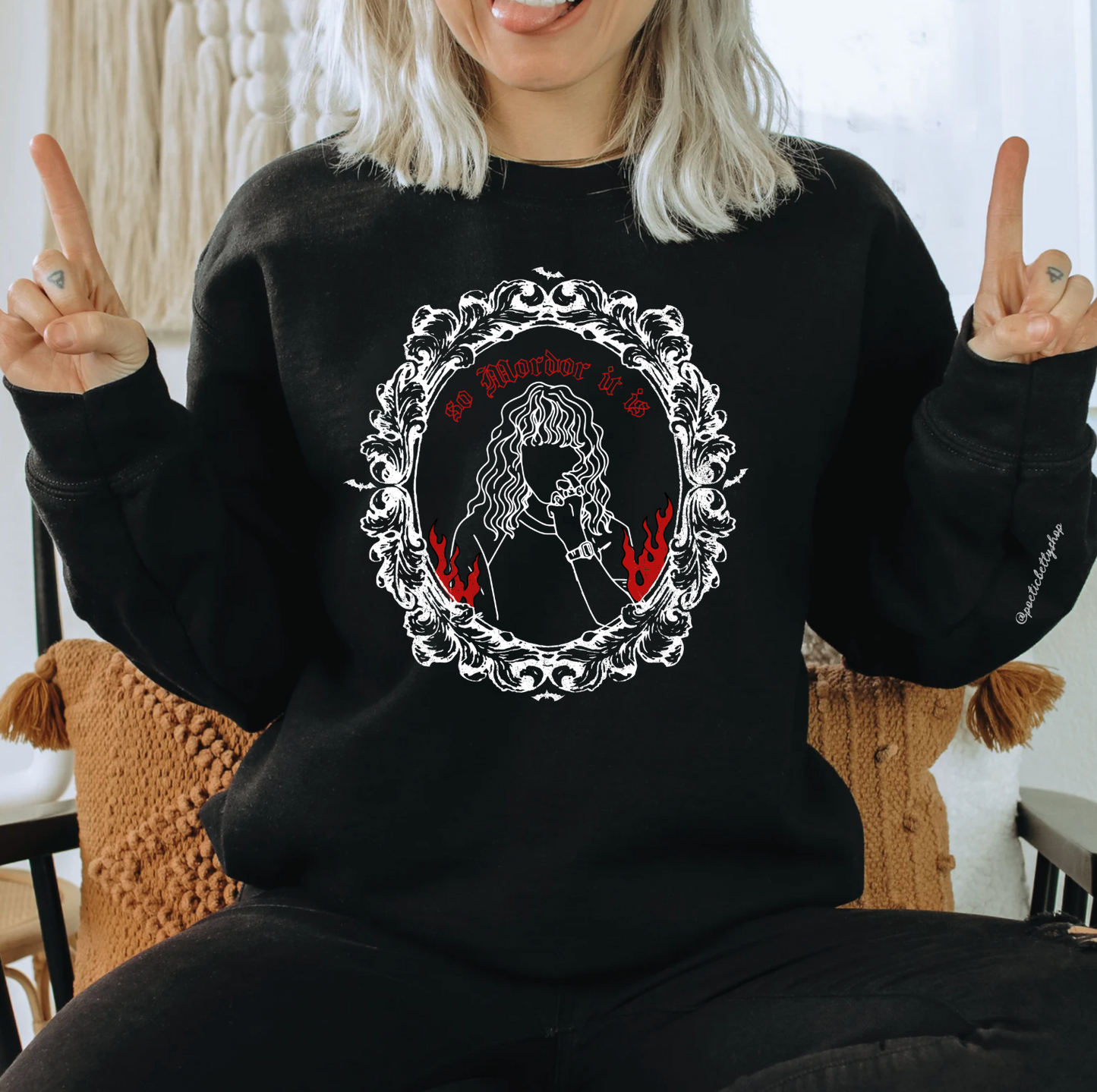 The Shire is burning, So Mordor It is Halloween Red Flames Crew Neck Sweatshirt