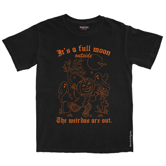 It's A Full Moon, The Weirdos Are Out, Hocus Pocus Halloween Fun Pumpkin T-Shirt Unisex