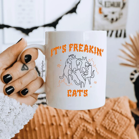 It's Freakin' Cats! Halloween Spooky Black Pink 11oz Mug