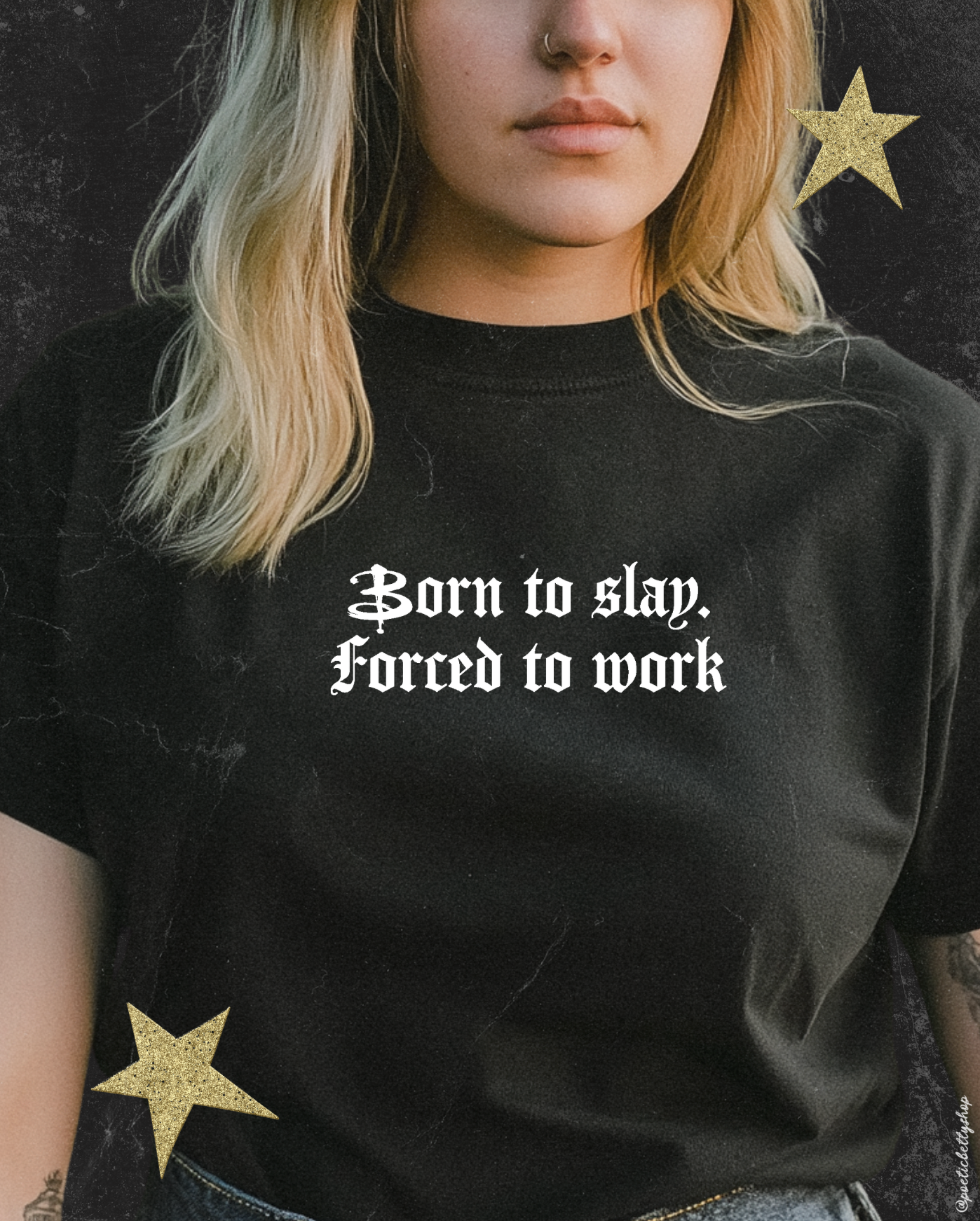 Born to Slay, Forced to Work 90s Vampire Graphic Unisex T-Shirt