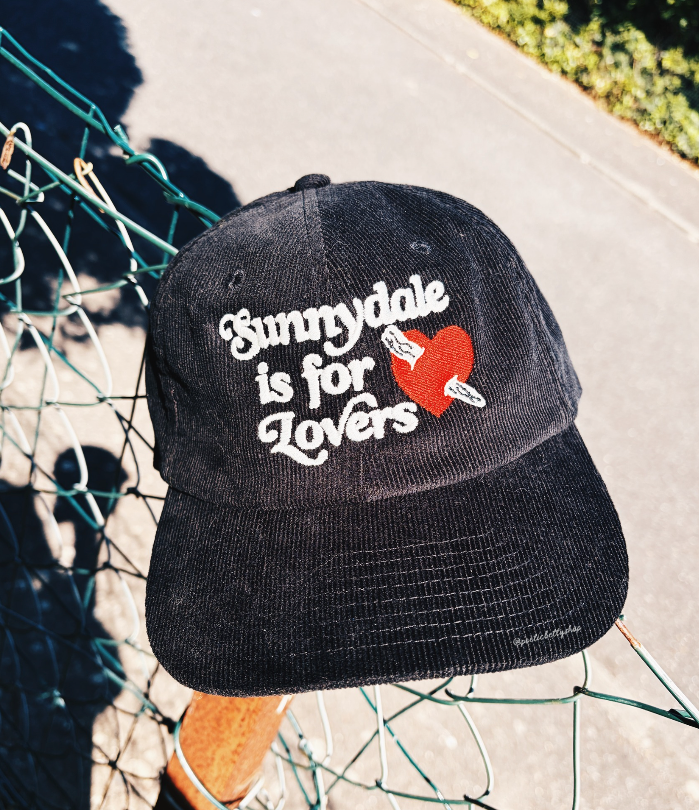 Sunnydale Is For Lovers Black Corduroy Embroidered Cap