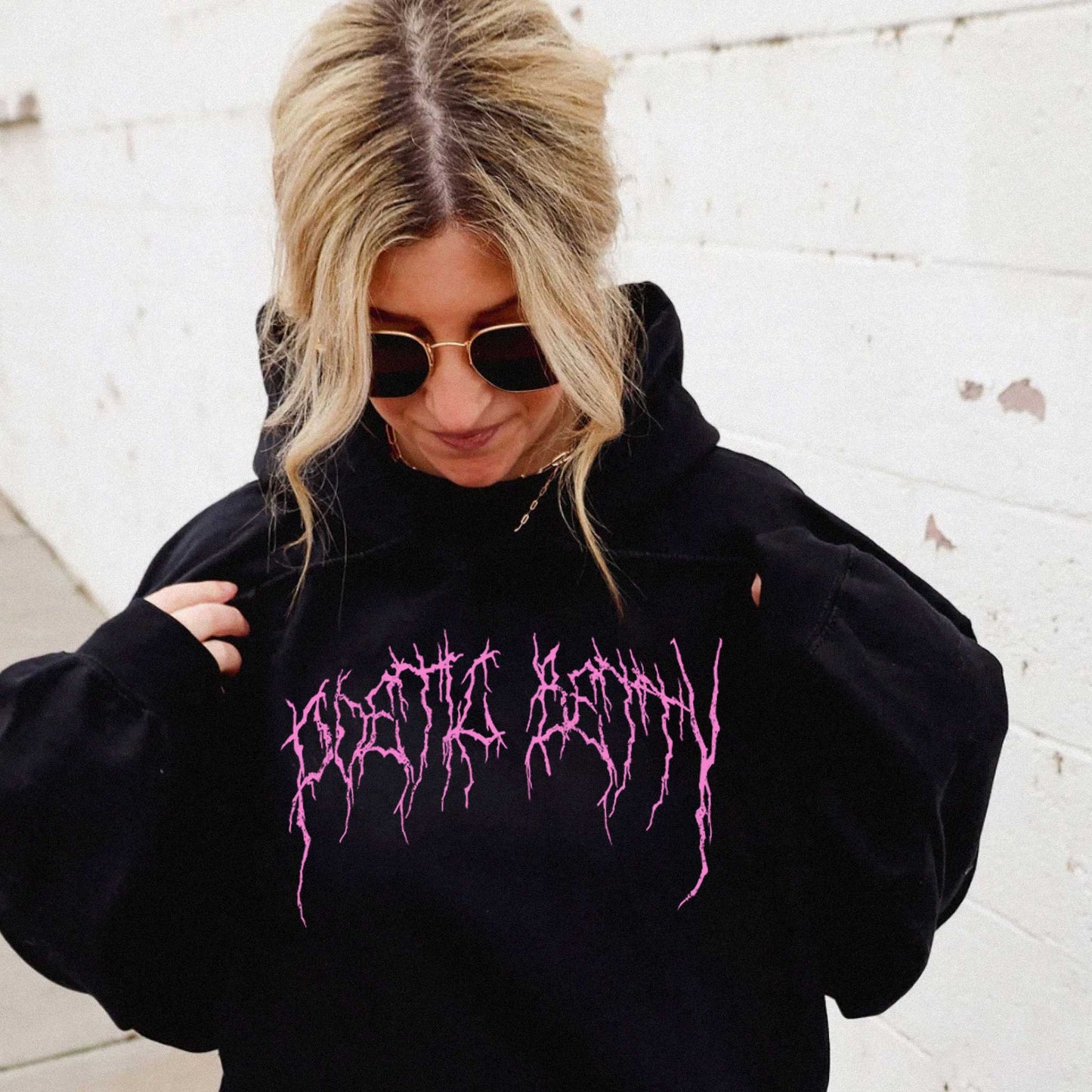 Poetic Betty™ She Wolf Metalcore 80s Vintage Inspired Unisex Pullover Hoodie Front & Back Print