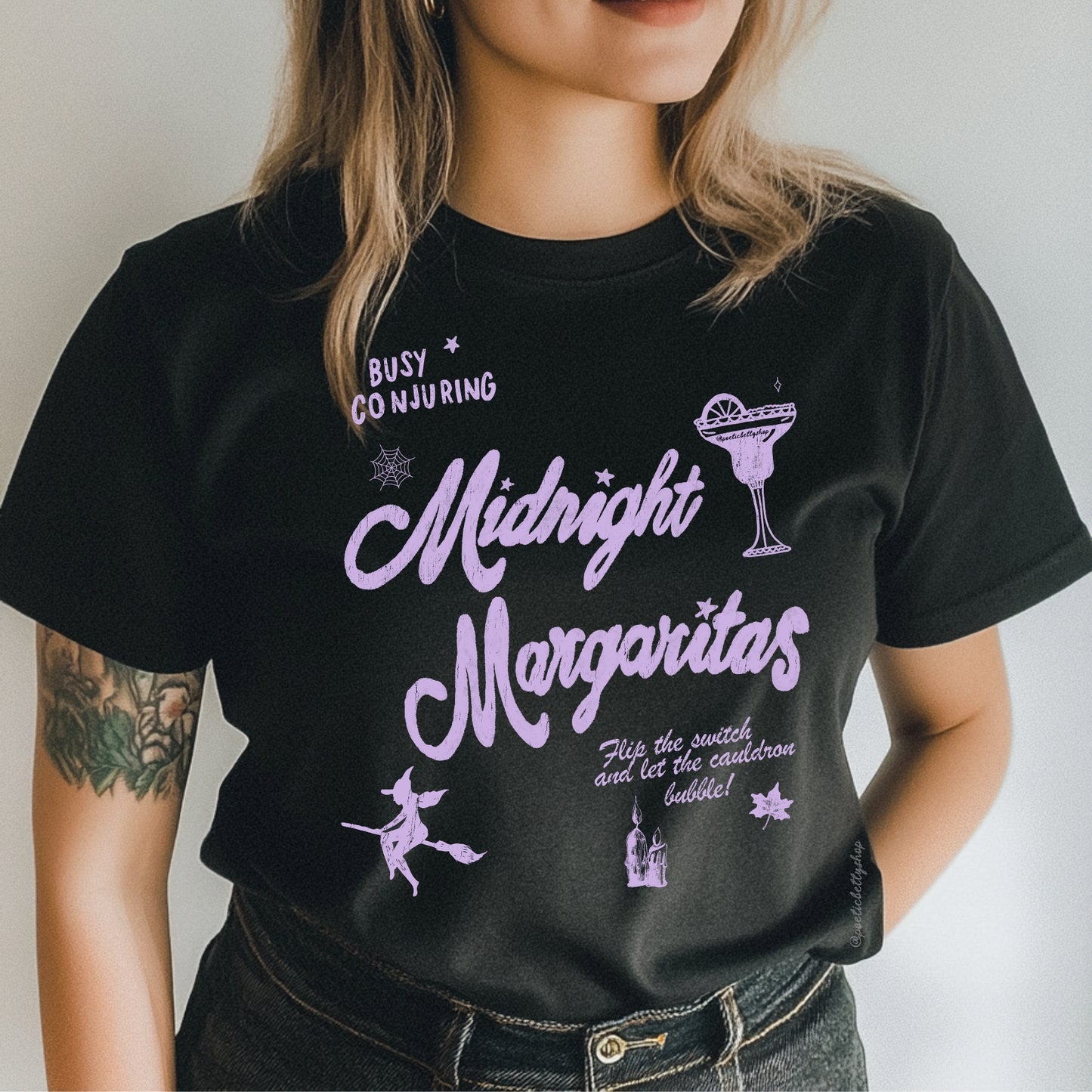 Midnight Margaritas Practical Magic Witches Spooky Vintage T-Shirt Unisex