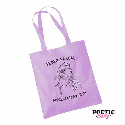 Pedro Pascal Appreciation Club Lavender Pink 100% Cotton Tote Bag