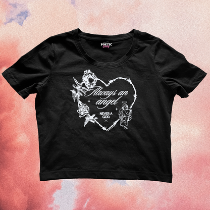 Always an angel never a god boygenius inspired graphic cropped tee