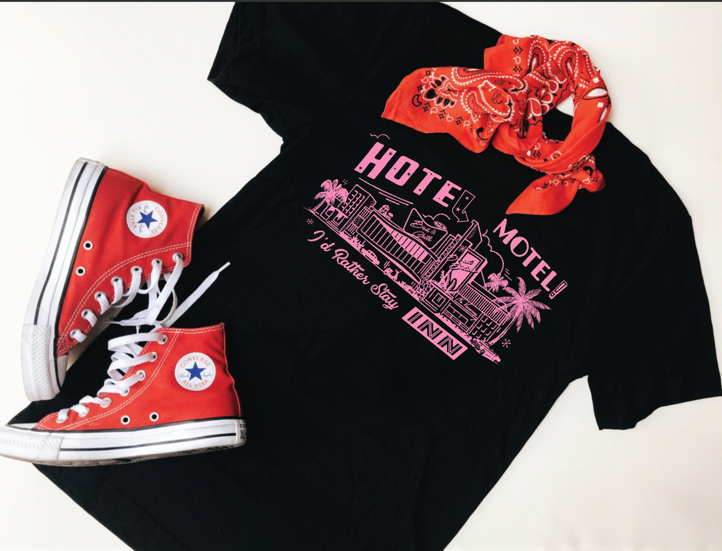 Motel Hotel Rather Stay Inn *SALE* Black Women's Fit T-Shirt