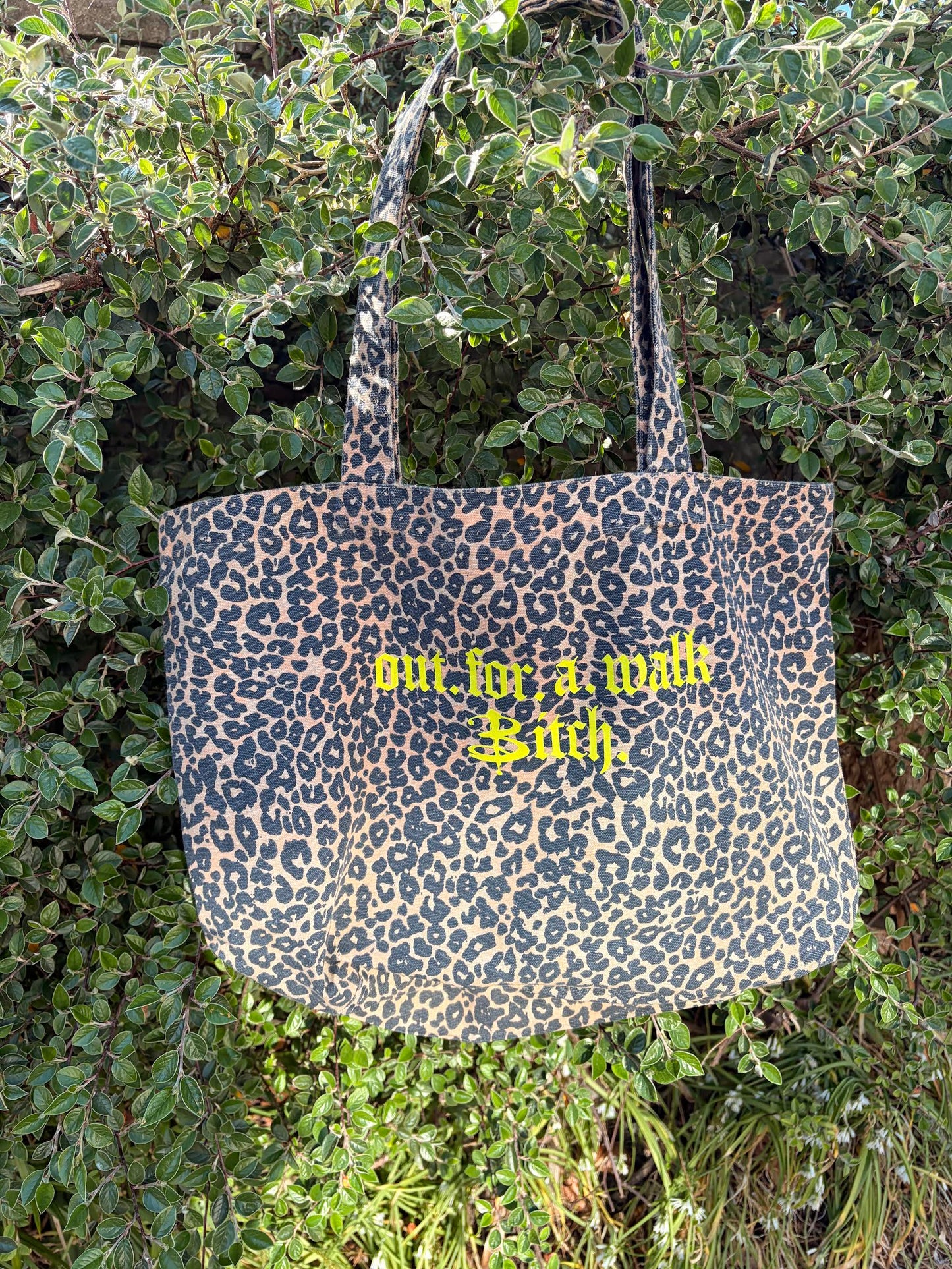 Out For A Walk Leopard Print Tote Bag Recycled 100% Cotton