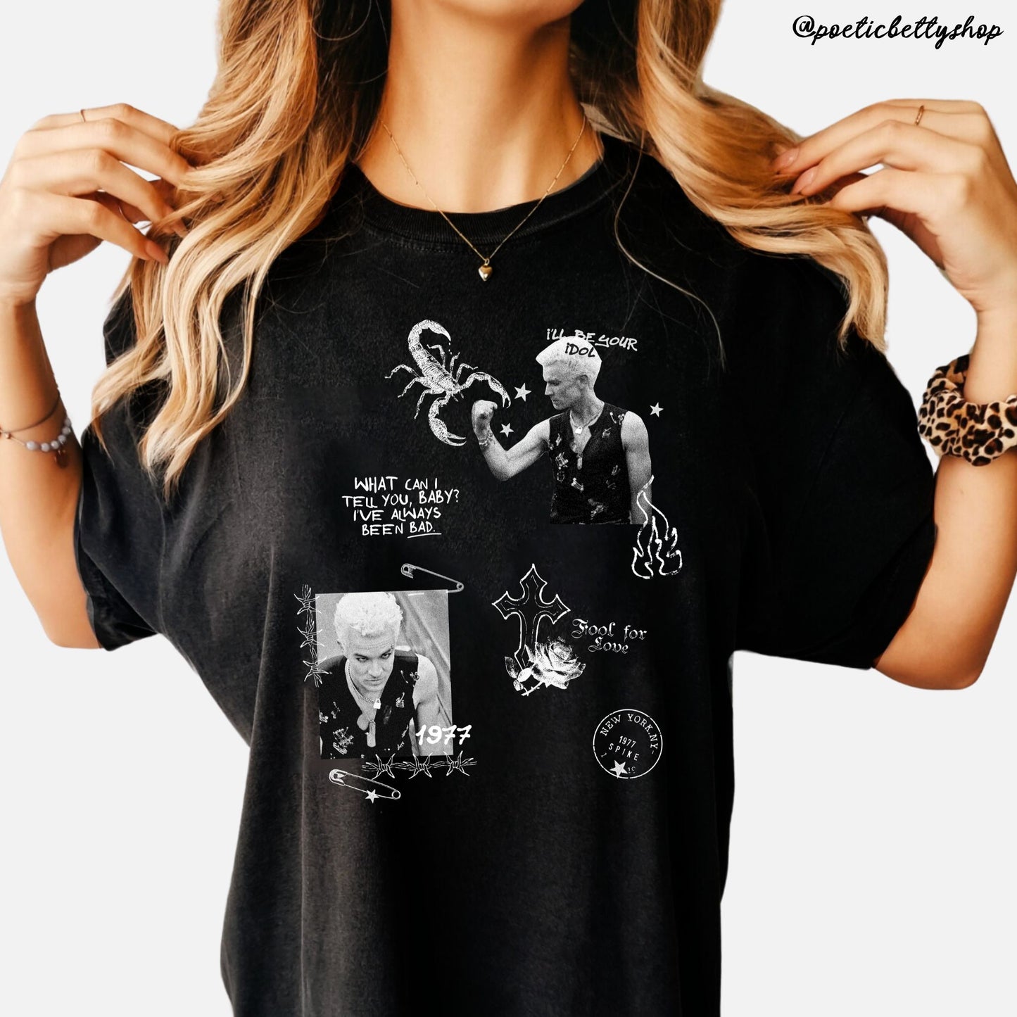 Spike New York Idol Vintage Style Buffy Inspired Black Cotton T-Shirt