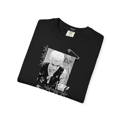 Spike Safety Pin Up Idol Vintage Style Buffy Inspired White Cotton T-Shirt