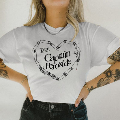 Team Captain Peroxide Vampire Safety Pin Graphic T-Shirt 100% Cotton Black