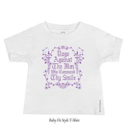 Rage Against The Men Who Command Thy Smile Medieval Feminist Women's Baby Tee