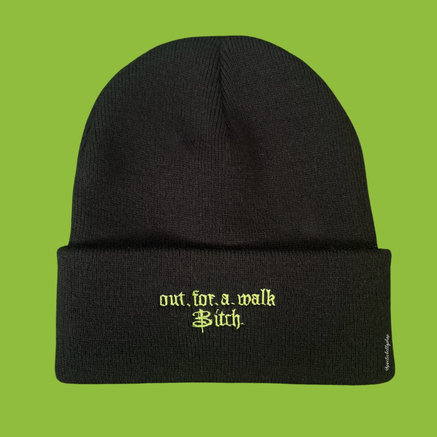 Out For A Walk Embroidered Cuffed Knit Beanie Unisex