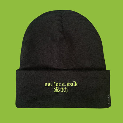 Out For A Walk Embroidered Cuffed Knit Beanie Unisex