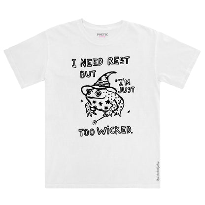 Witch Toad Magical I Need Rest But I'm Too Wicked T-Shirt Black Slime Green Unisex