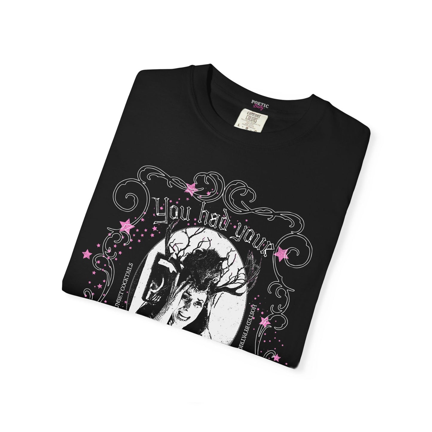 Patricia's Sunset Cocktails Qualms Black Cotton T-Shirt