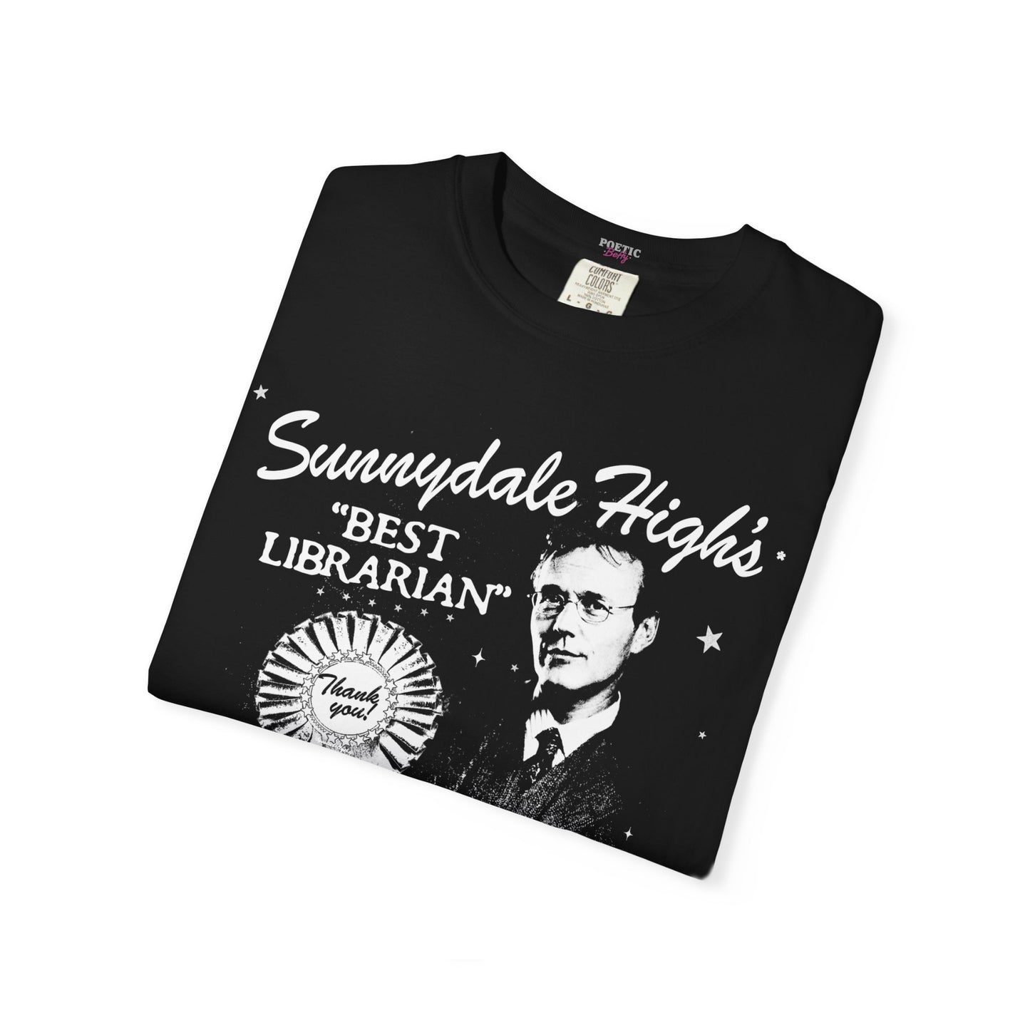 Rupert Giles Best Librarian Award Buffy Vintage Style Black Cotton T-Shirt