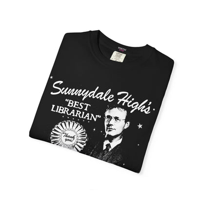 Rupert Giles Best Librarian Award Buffy Vintage Style Black Cotton T-Shirt