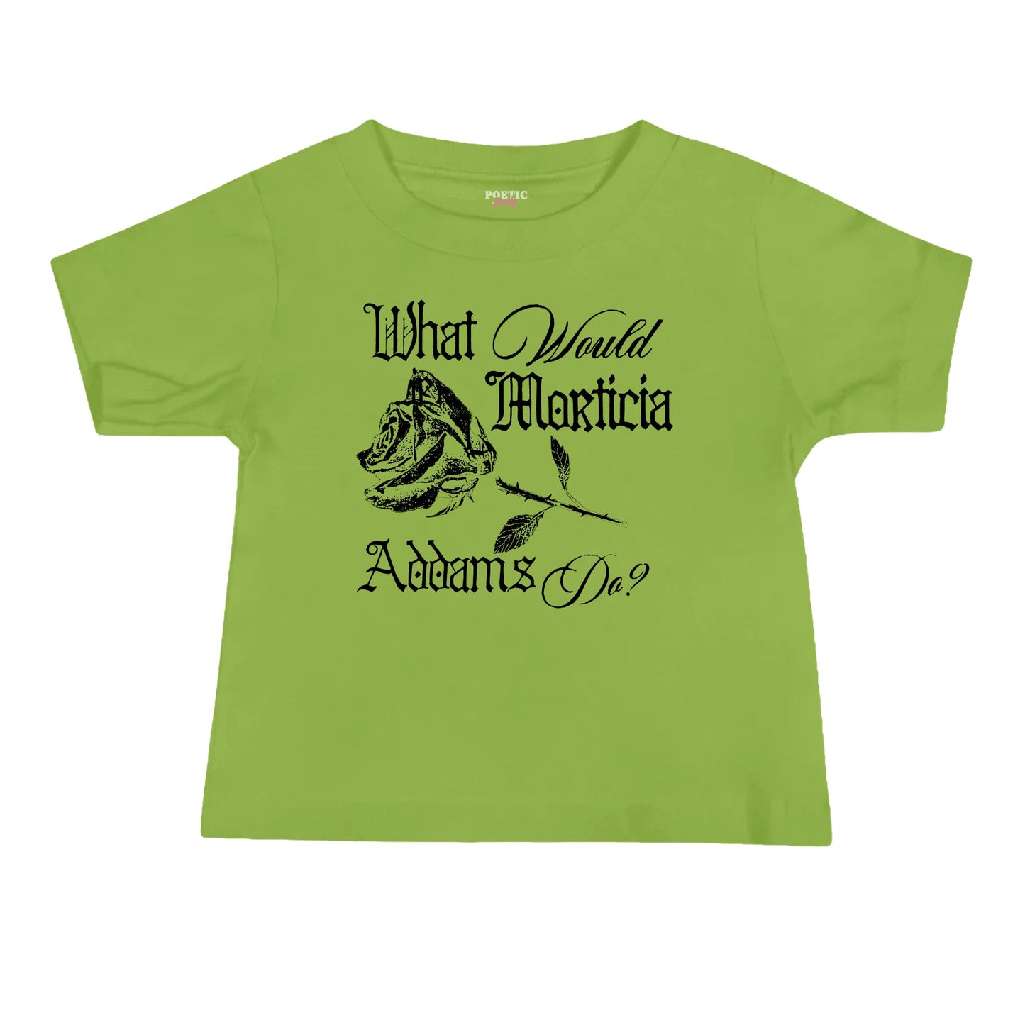 What Would Morticia Addams Do Black Rose Baby Tee
