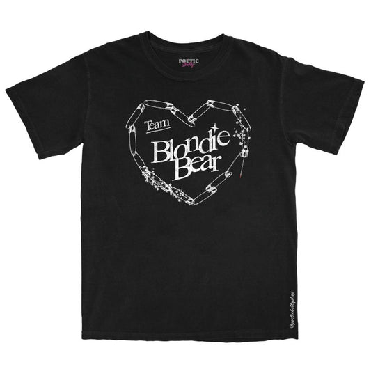 Team Blondie Bear Vampire Safety Pin Graphic T-Shirt 100% Cotton Black