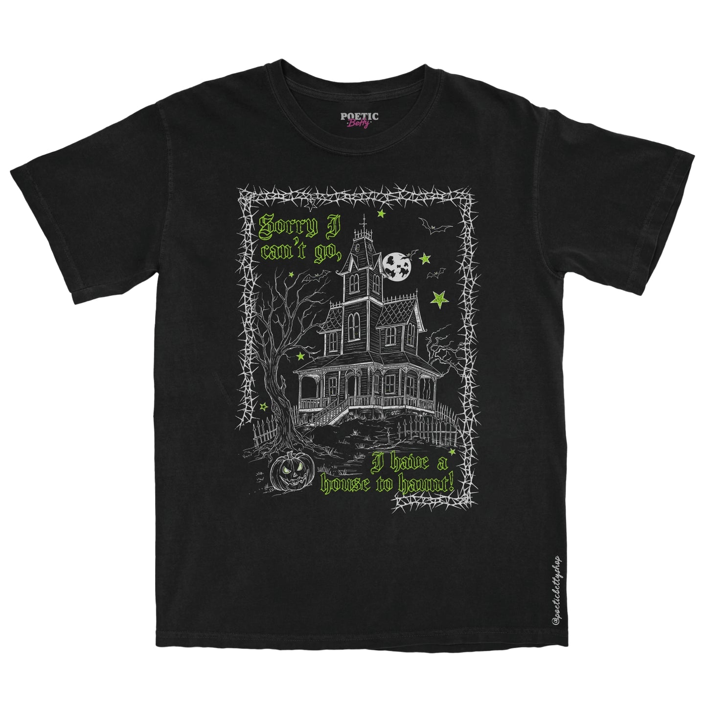 Haunted House Halloween Retro Vintage T-Shirt Black Unisex