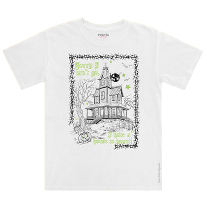 Haunted House Halloween Retro Vintage T-Shirt Black Unisex