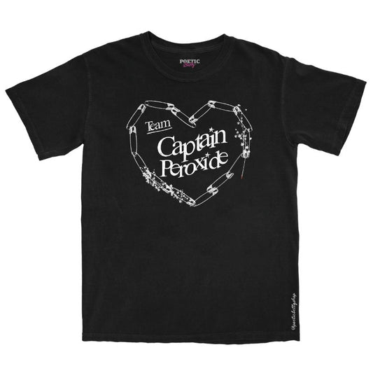 Team Captain Peroxide Vampire Safety Pin Graphic T-Shirt 100% Cotton Black