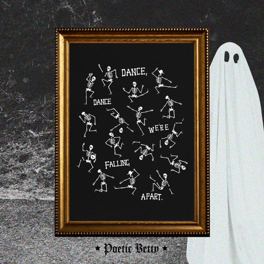Dance Dance Skeleton Spooky High Quality Art Print Poster