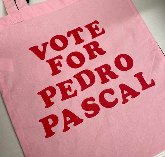 Vote For Pedro Pascal Pink 100% Cotton Tote Bag