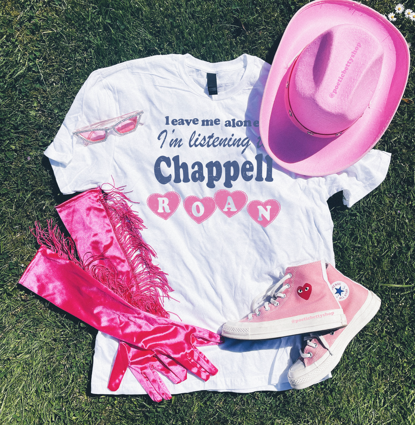 Leave Me Alone, I'm Listening to Chappell Roan Pink Pony Club Hearts Inspired Unisex T-Shirt