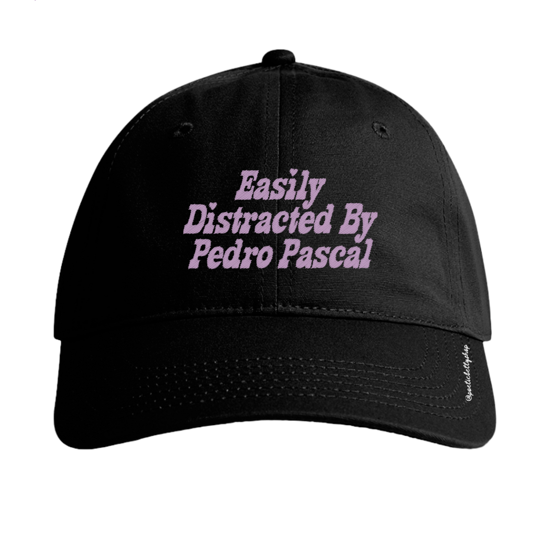 Easily Distracted By Pedro Pascal Black Embroidered Baseball Cap