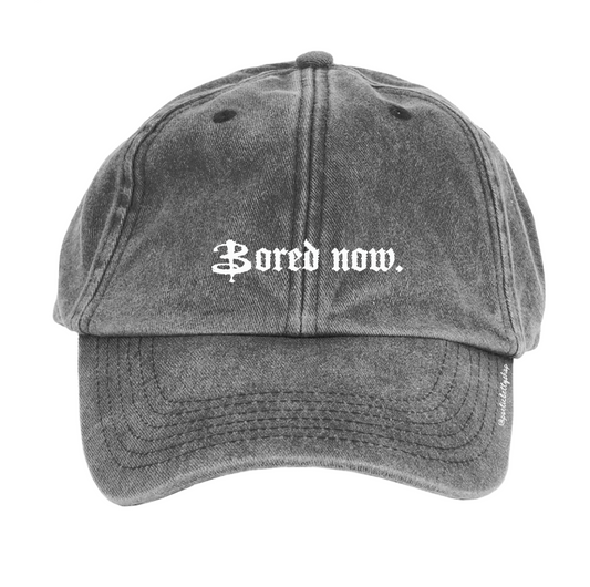 Bored Now Doppelganger Willow Quote Vintage Black Embroidered Cap